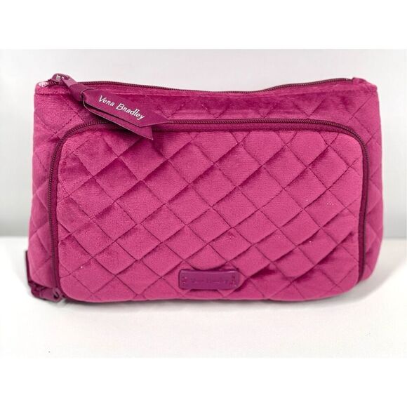 Vera Bradley Pink Velvety Cosmetic Case Organizer Majestic Magenta - Picture 1 of 7